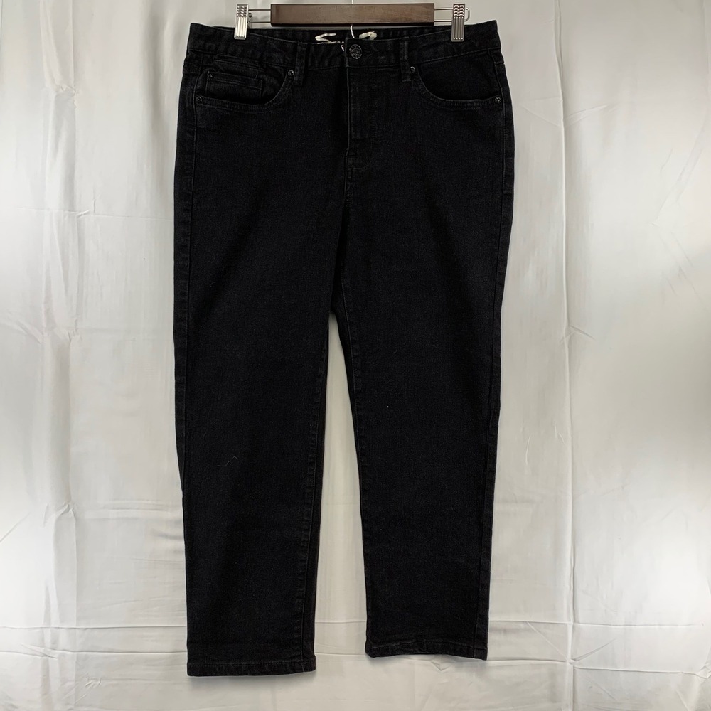 Seven7 Tower Straight Jeans Womens 10 Black Stretch Denim Pants